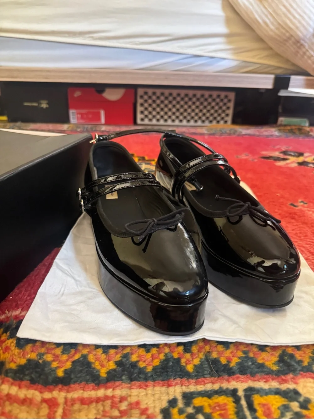 Repetto Black Patent Mary Jane Platform Shoes - Women's